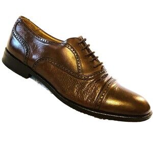 Mezlan Florence Cap Toe Shoes Pebbled Leather Oxford 8 Men Burgundy Oxblood